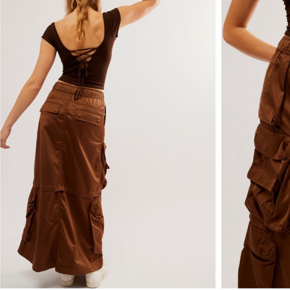 HOST PIC DIESEL O-NITA CARGO INSPIRED LONG SKIRT W/OVERSIZED POCKETS IN BROWN 40 - Picture 5 of 7